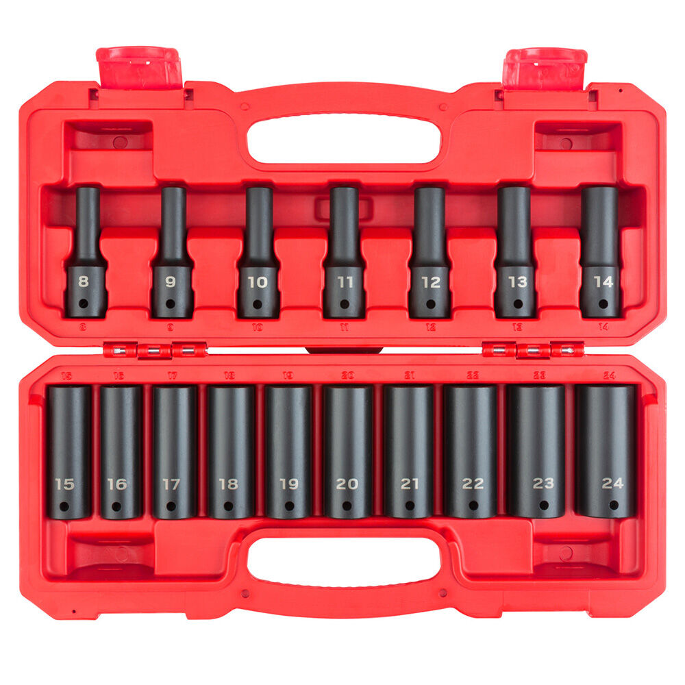 image of 1/2 in Drive Deep 6-Point Impact Socket Set with Case, 17 pc