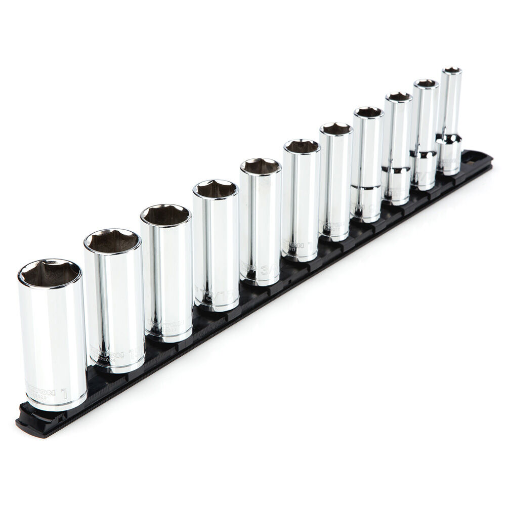 image of 1/2 in Drive Deep 6-Point Socket Set with Rail, 11 pc