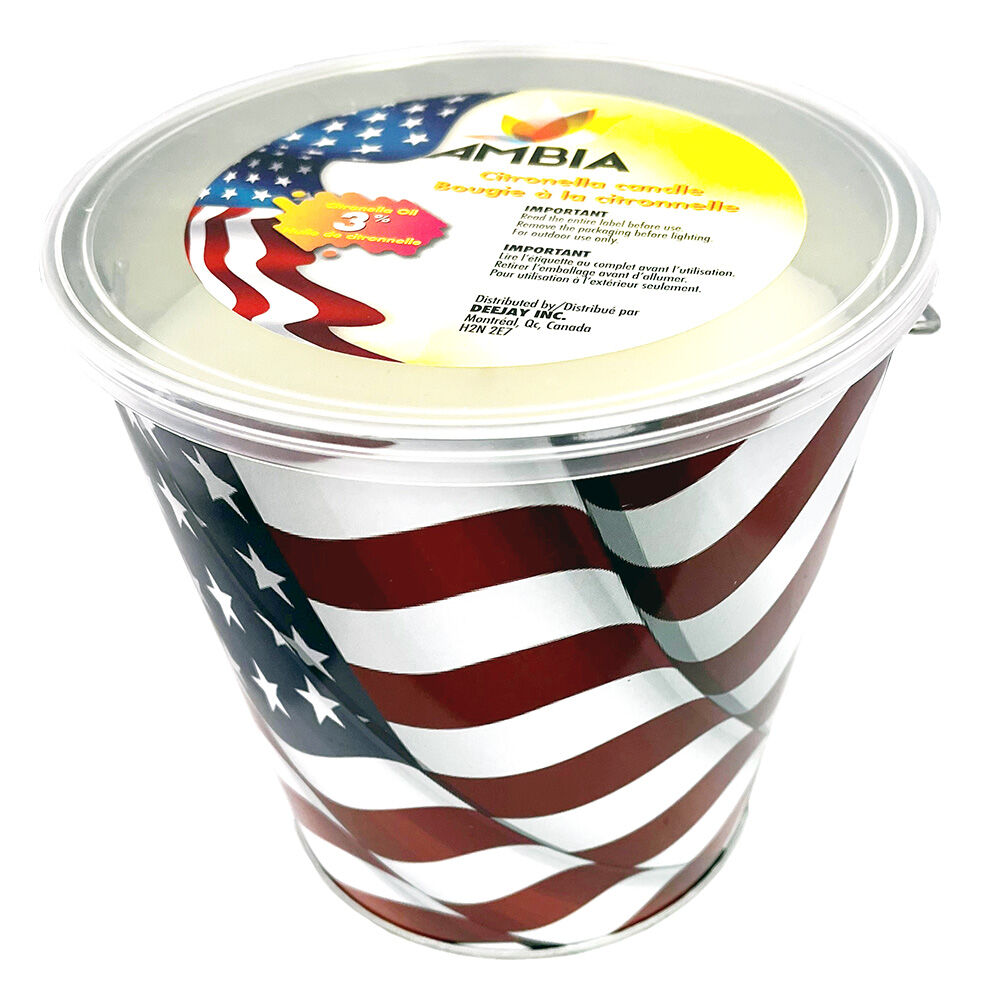 image of American Flag Citronella Candle Bucket, 16 oz