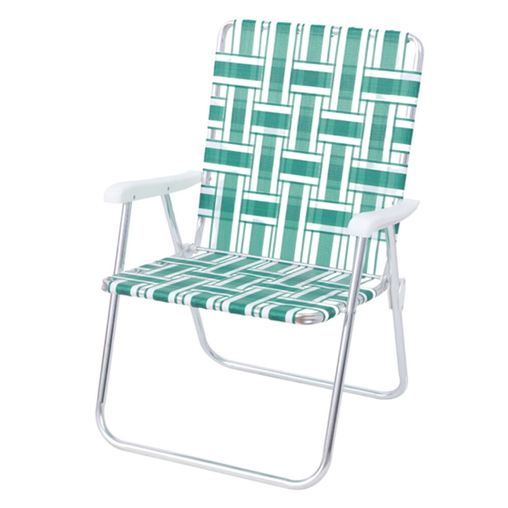 image of Green and White Folding Web Chair
