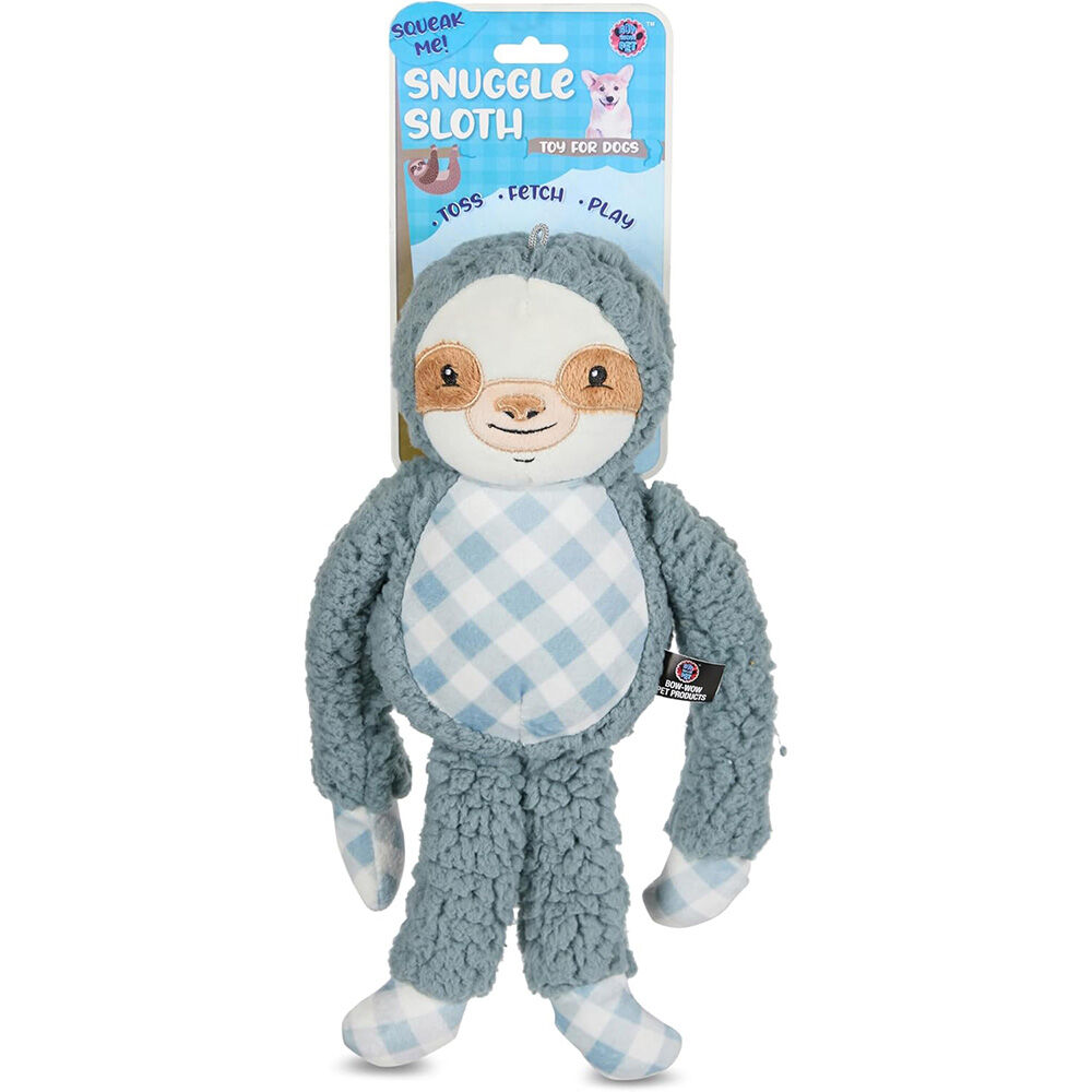 image of Assorted Plaid Sloth Plush Dog Toy (Color May Vary)