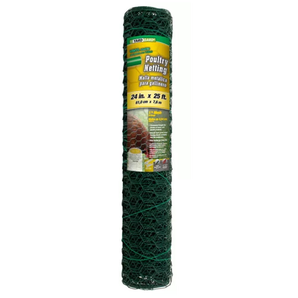 image of 24 in x 25 ft Green Poultry Netting, 1 in Mesh