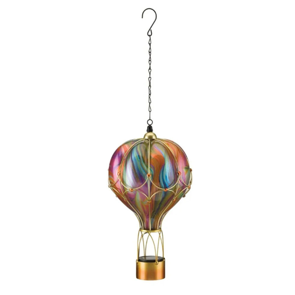 image of Large Swirl Balloon Solar Lantern- Orange
