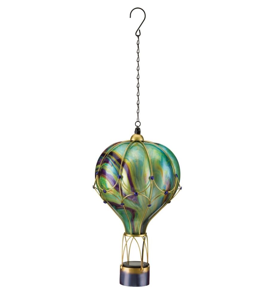 image of Large Swirl Balloon Solar Lantern- Green