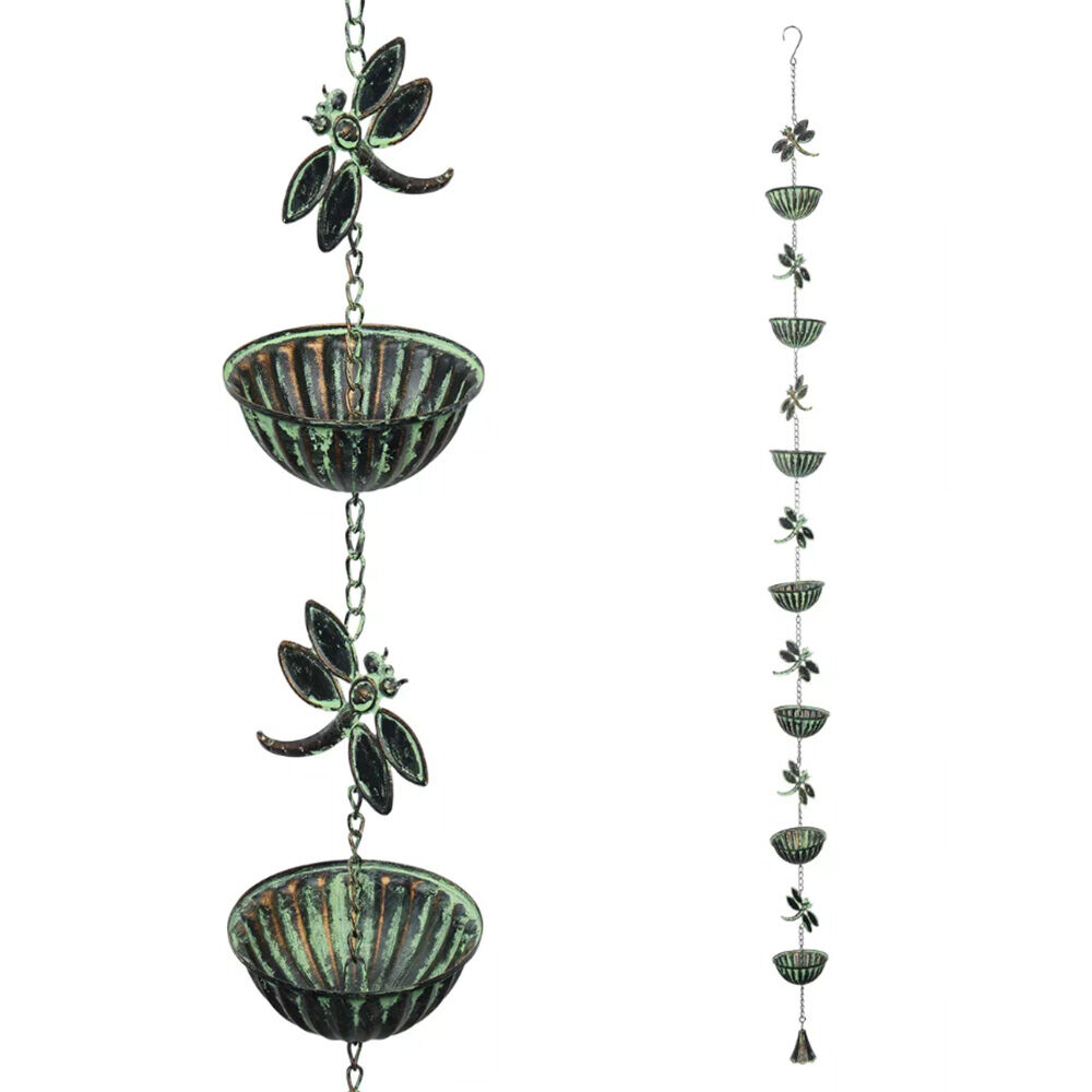 image of 81 in Garden Decor- Metal Hanging Rain Catcher, Dragonfly