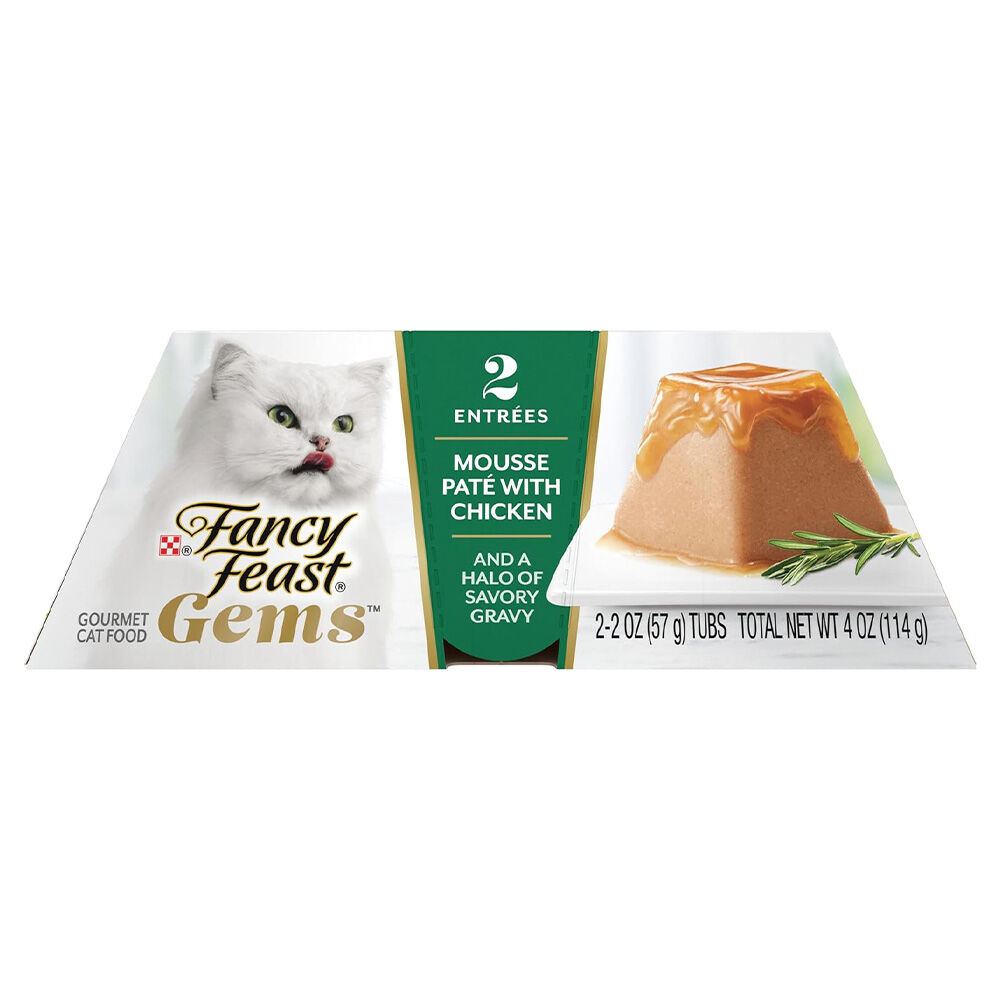 image of Fancy Feast Gems Mousse Chicken and Gravy Pate Wet Cat Food, 2 oz, 2 pk