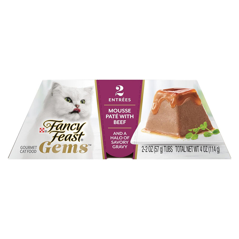 image of Fancy Feast Gems Mousse Beef and Gravy Pate Wet Cat Food, 2 oz, 2 pk