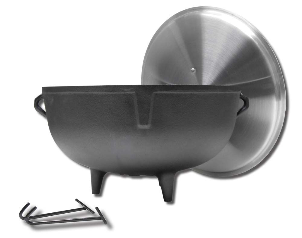 image of Pre-Seasoned Cast Iron Pot with Lifting Hooks, 5 gal