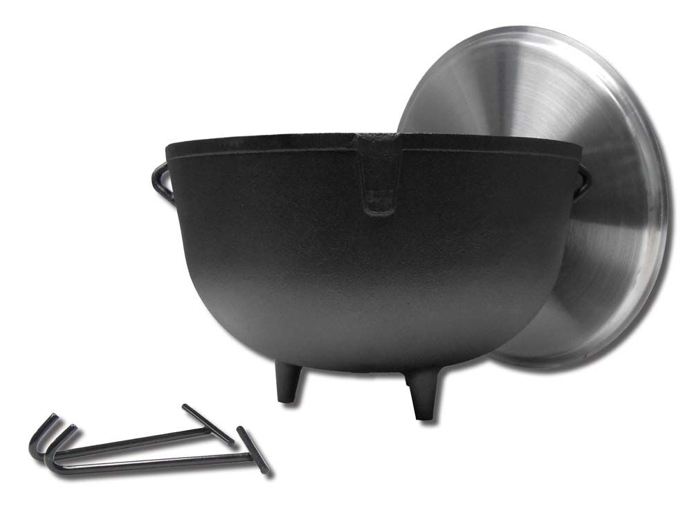 image of Pre-Seasoned Cast Iron Pot with Lifting Hooks, 10 gal