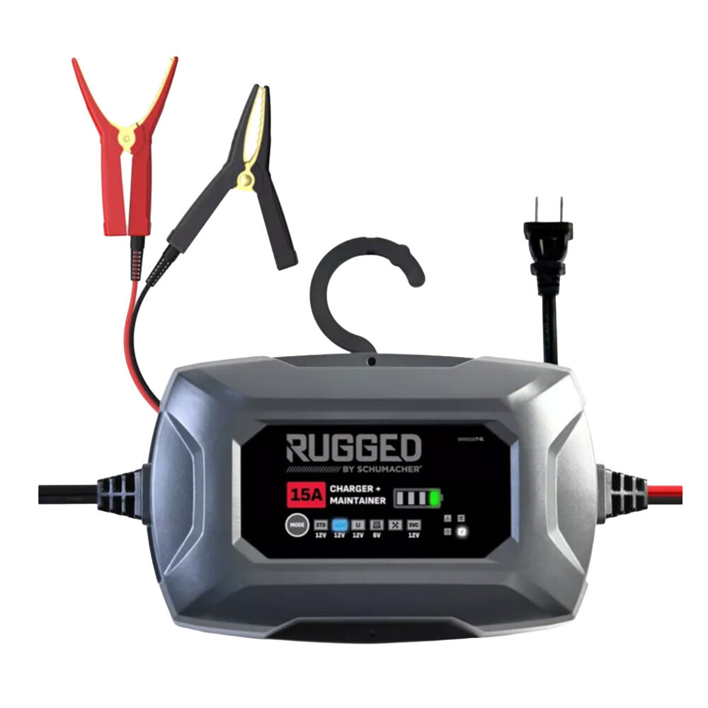 image of Rugged 15 Amp Car Battery Charger and Maintainer