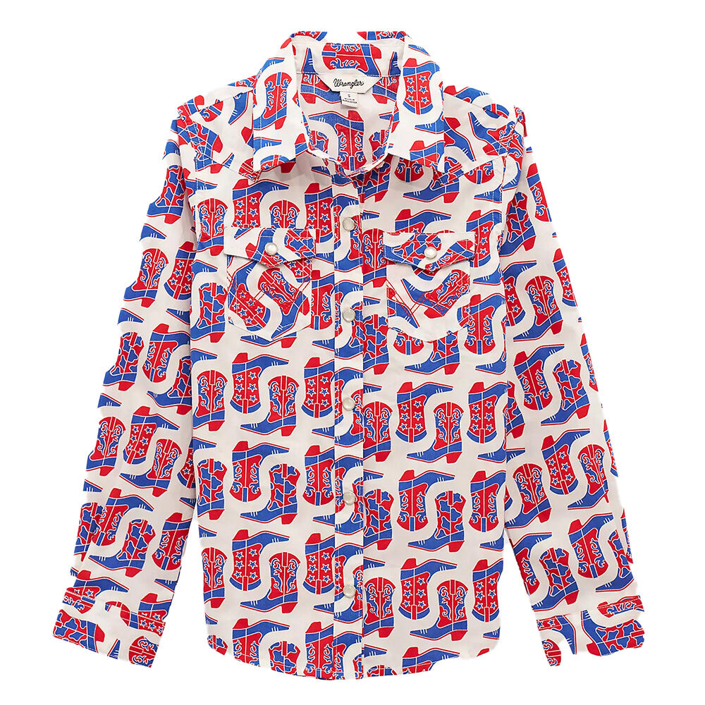 image of Girls' Cowgirl Boots Long Sleeve Snap Shirt