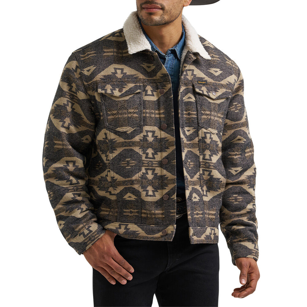 image of Men's Sherpa Lined Jacquard Print Jacket