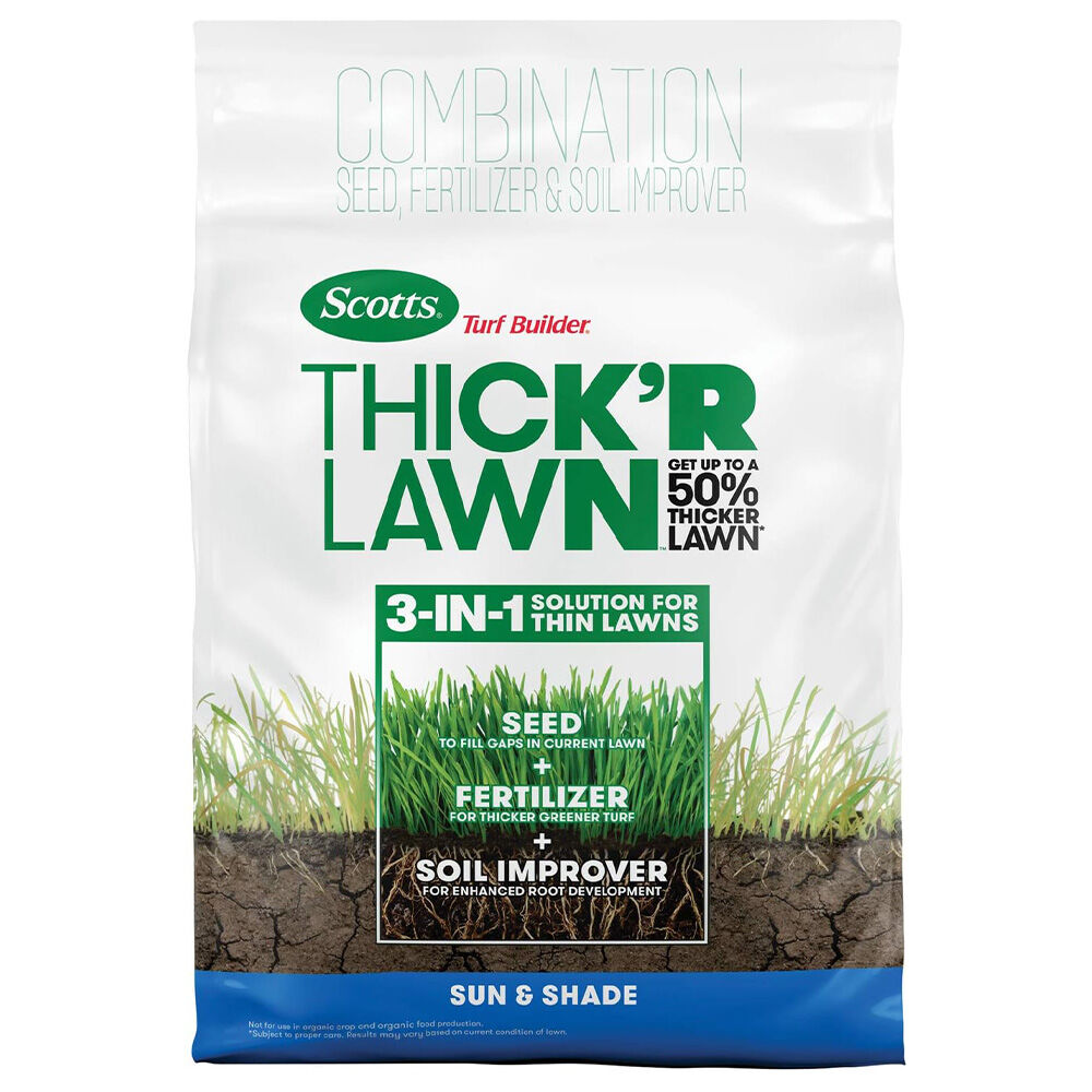 image of Turf Builder Thick'R Lawn Sun and Shade Grass Seed, 12 lb