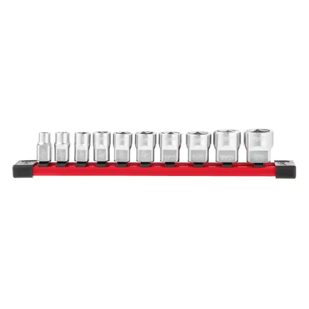 image of 3/8 in SAE Low Profile 6-Point Socket Set with FOUR FLAT Sides- 10 pc