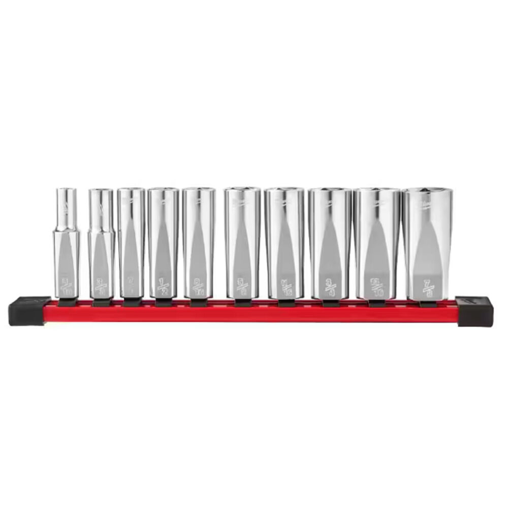 image of 3/8 in Drive SAE Deep Well 6-Point Socket Set- 10 pc