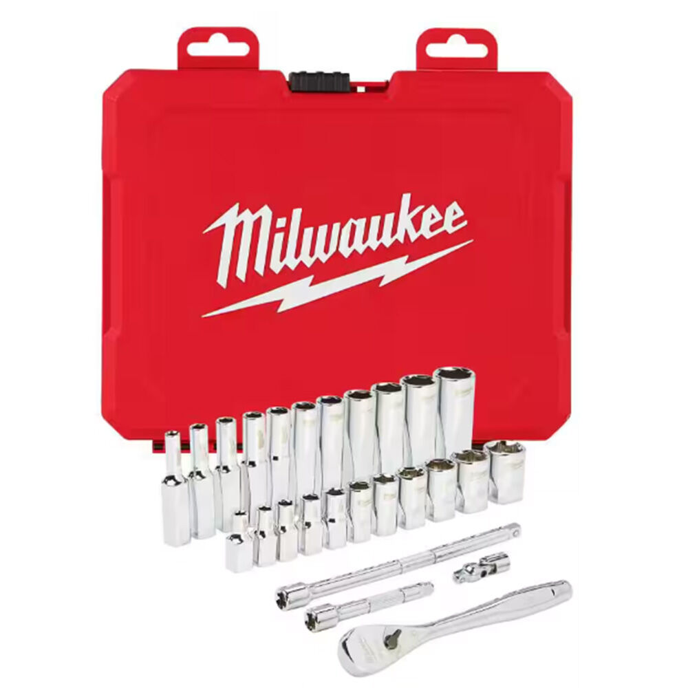 image of 1/4 in Drive SAE Ratchet and Socket Mechanics Tool Set- 26 pc