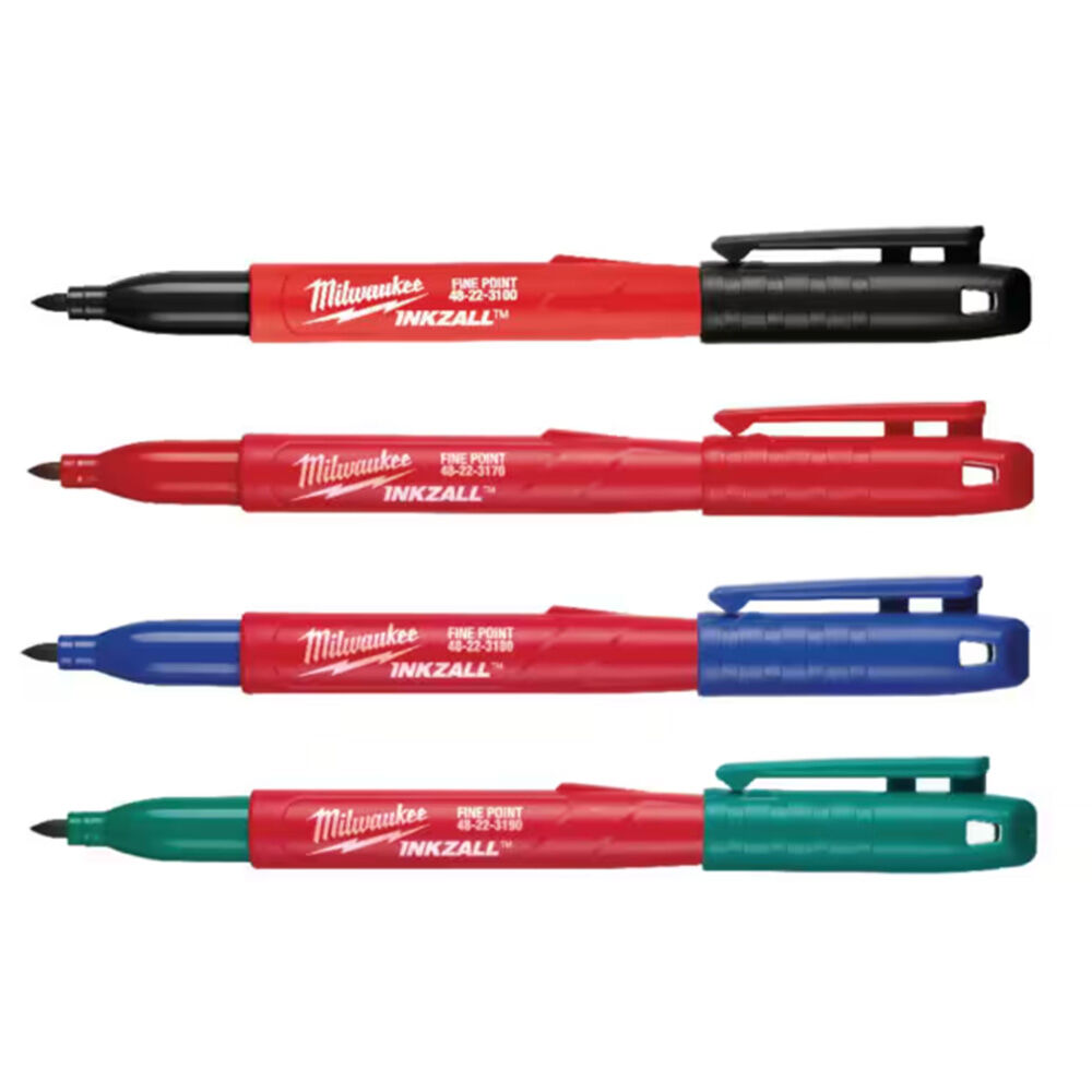 image of INKZALL Multi-Colored Fine Point Jobsite Permanent Markers- 4 pc