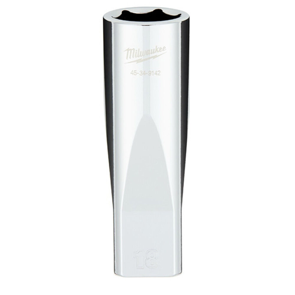 image of 1/2 in Drive 18mm Metric 6-Point Deep Socket with FOUR FLAT Sides