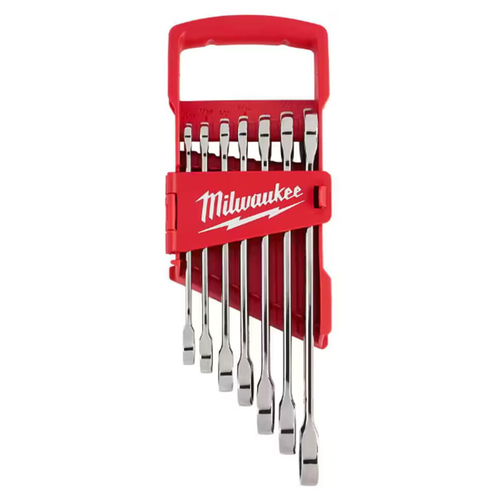 image of SAE Combination Ratcheting Wrench Mechanics Tool Set- 7 pc