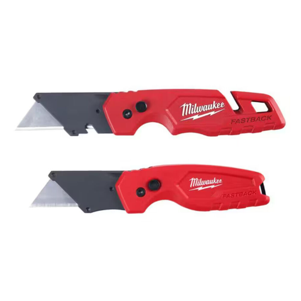 image of FASTBACK Folding Utility Knife and Compact Folding Utility Knife with Blade Storage and Gut Hook- 2 pc