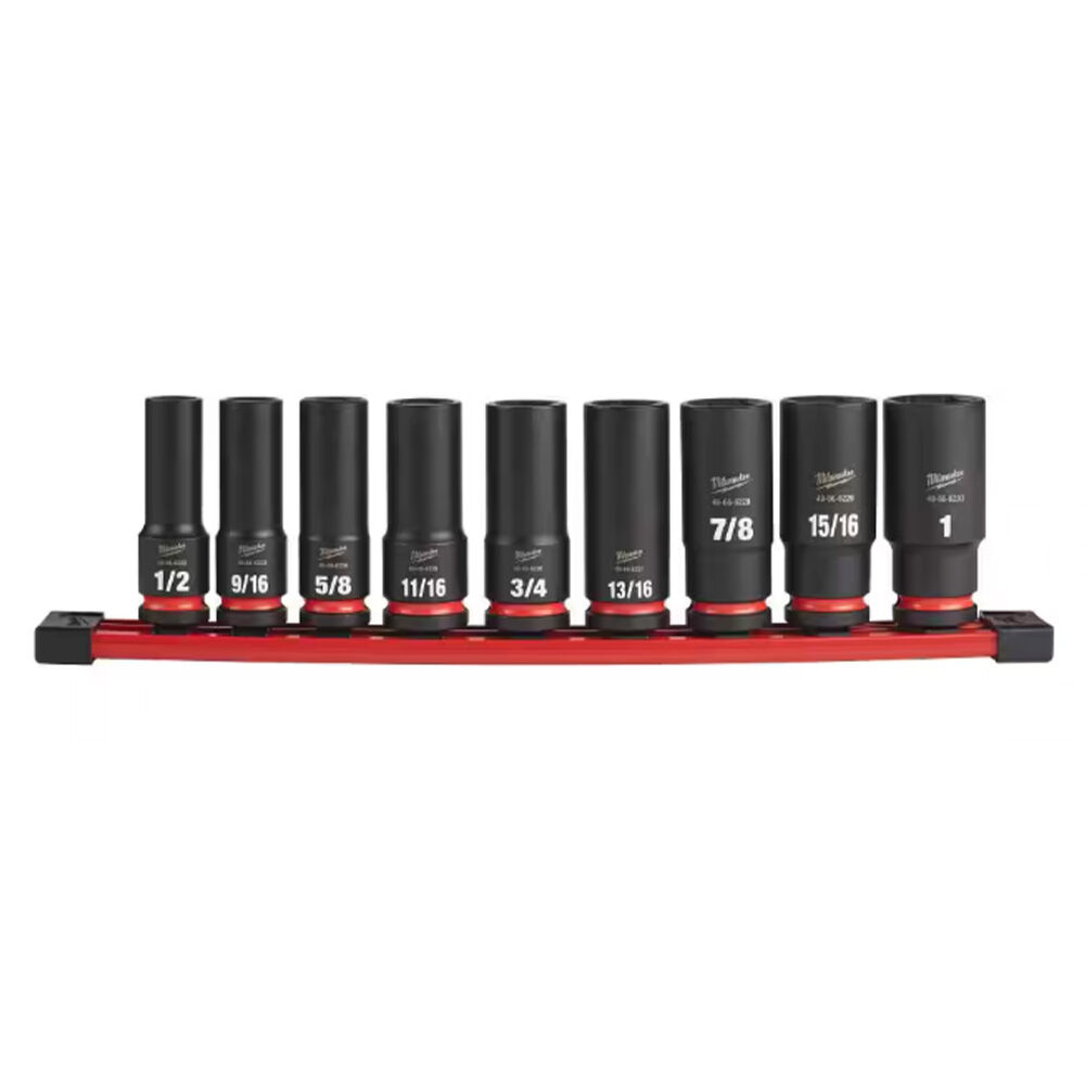 image of SHOCKWAVE Impact Duty 1/2 in Drive SAE Deep Well Impact Socket Set- 9 pc