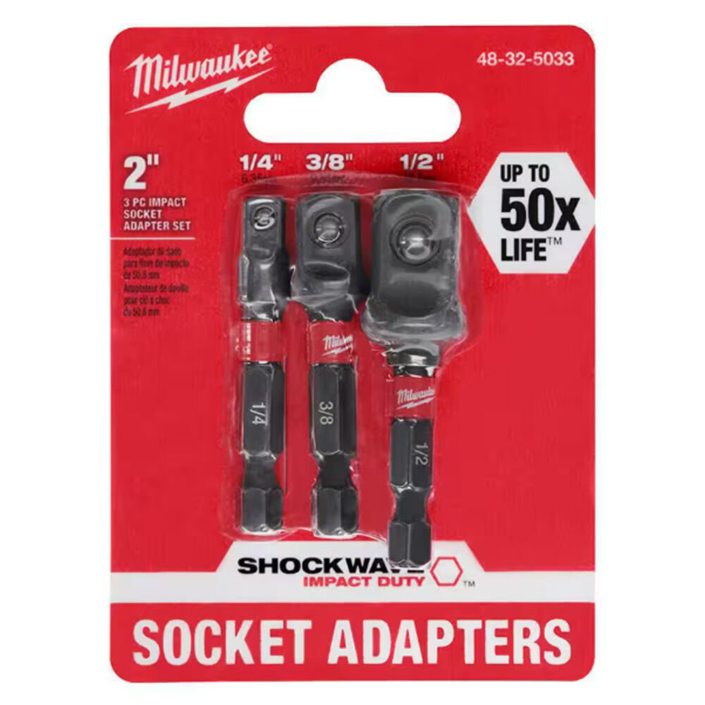 image of SHOCKWAVE Impact Duty 1/4 in Hex Shank Socket Adapter Set- 3 pc