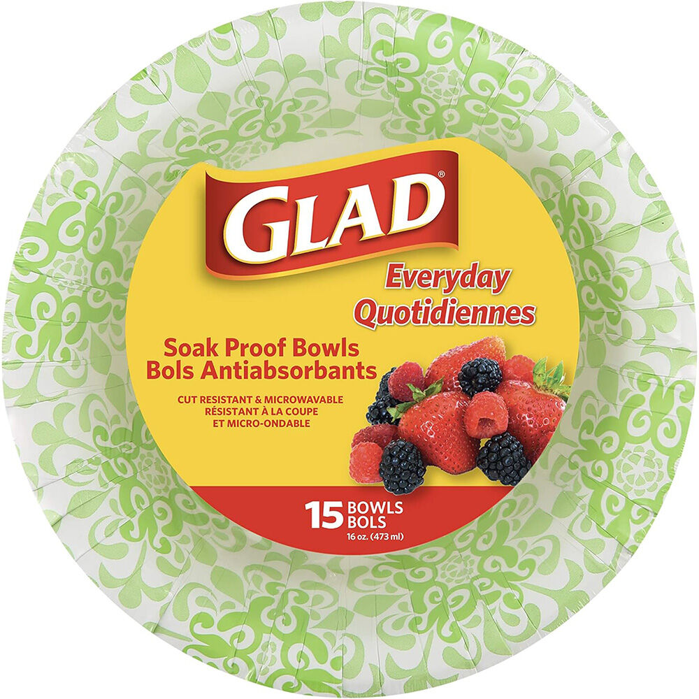 image of Round Disposable Paper Bowls, 16 oz, 15 ct