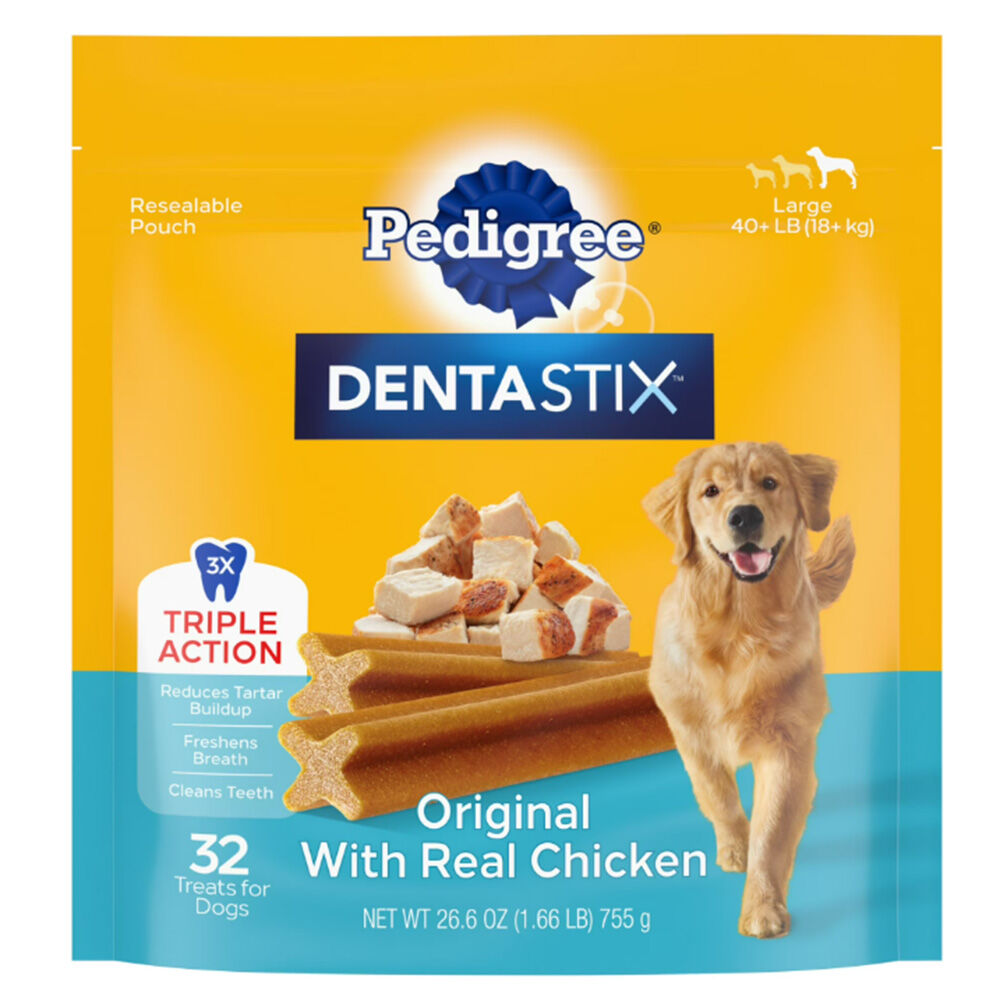image of Dentastix Dental Dog Treats for Large Dogs, Original Chicken, 26 oz