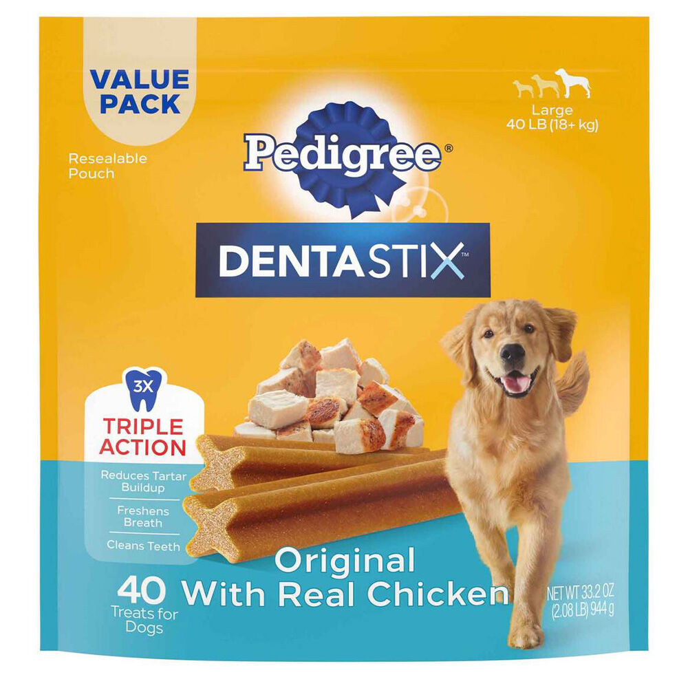 image of Dentastix Dental Dog Treats for Large Dogs, Original Chicken, 33 oz