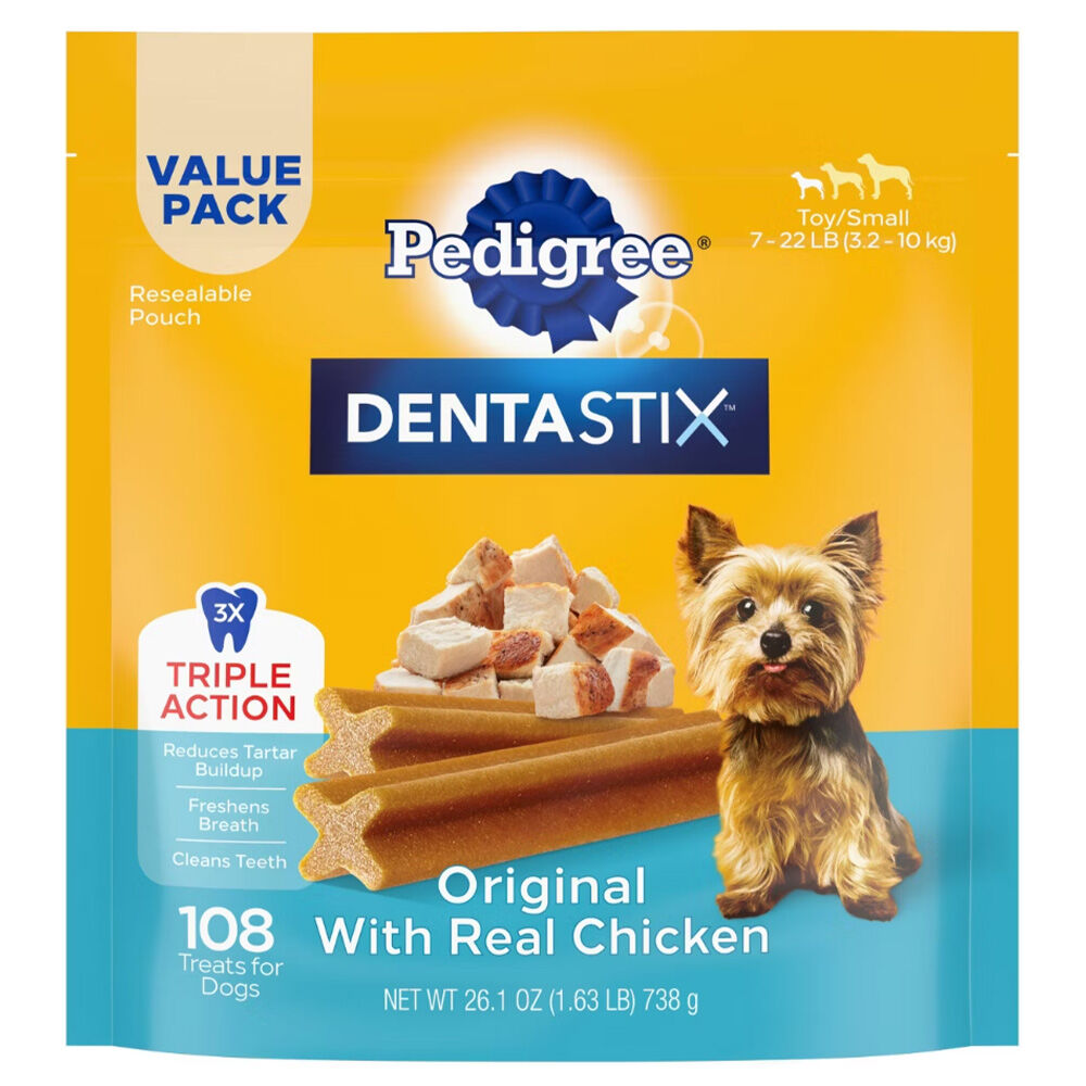 image of Dentastix Dental Dog Treats for Small Dogs, Original Chicken, 26 oz