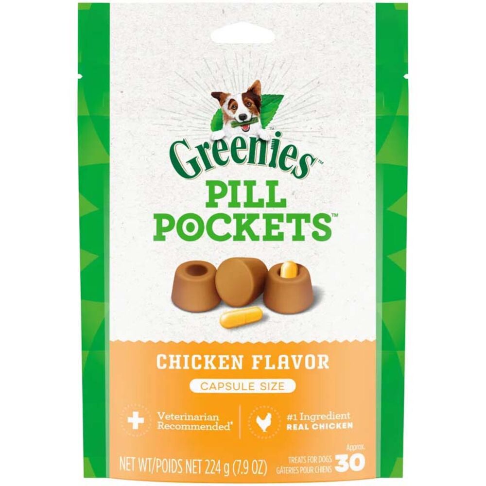image of Pill Pockets Dog Treats, Chicken, 8 oz, 30 pk