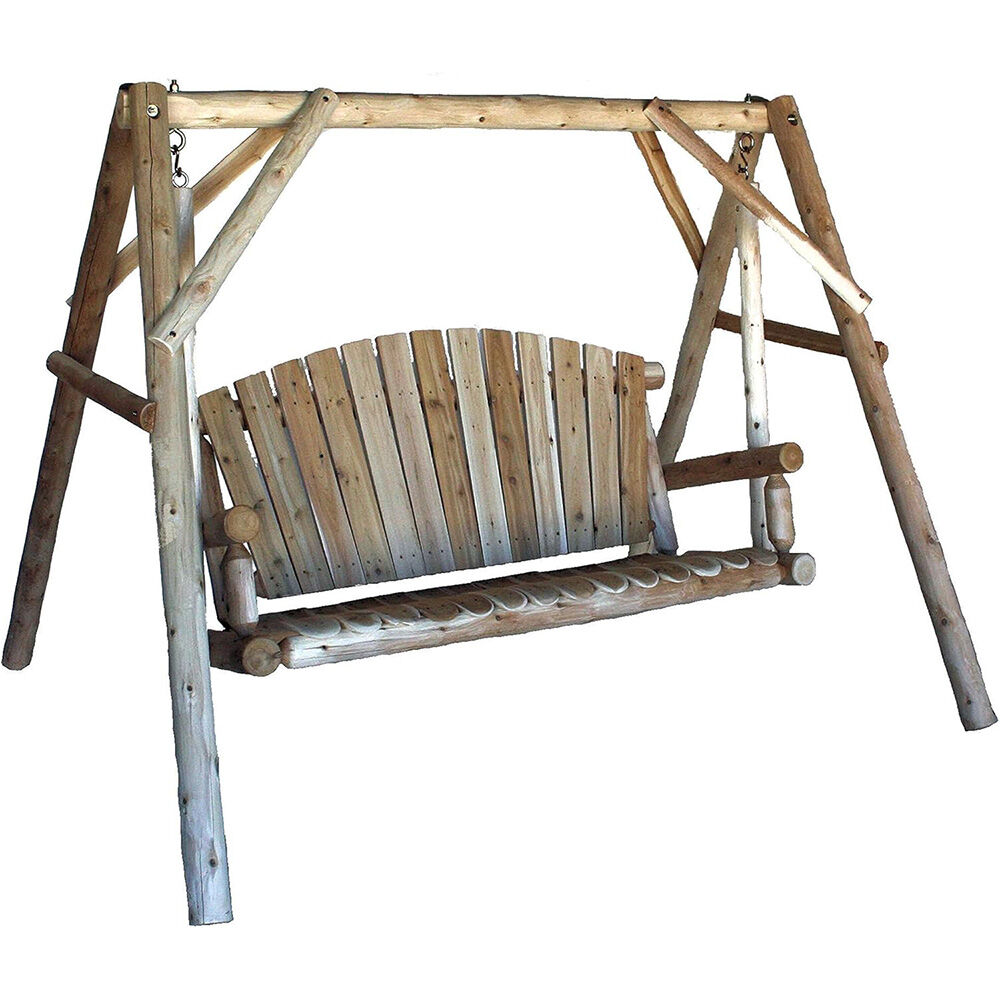 image of Cedar Log Outdoor Yard Swing