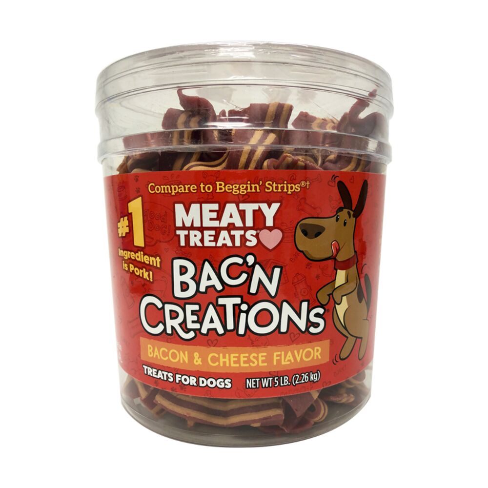 image of Bac'n Creations Bacon and Cheese Dog Treats, 5 lbs