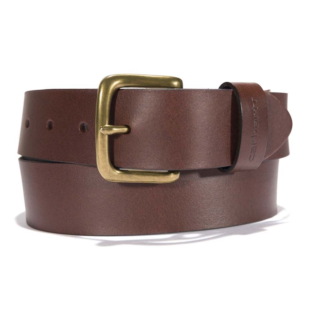 image of Men's Bridle Roller Leather/Nylon Belt, Brown/Brass