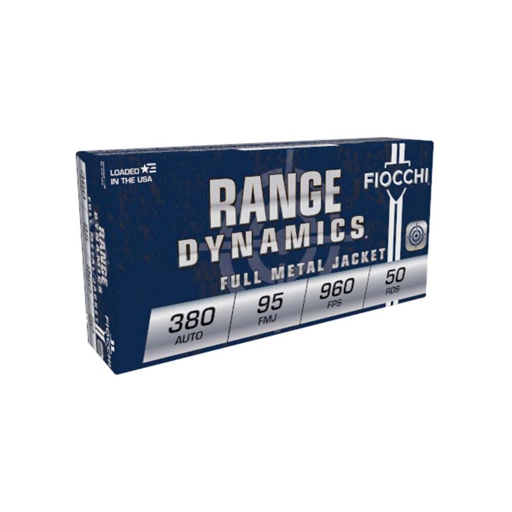 image of Fiocchi Ammunition Range Dynamics .380 Auto 95 Grain FMJ Handgun Ammunition, 50 rounds