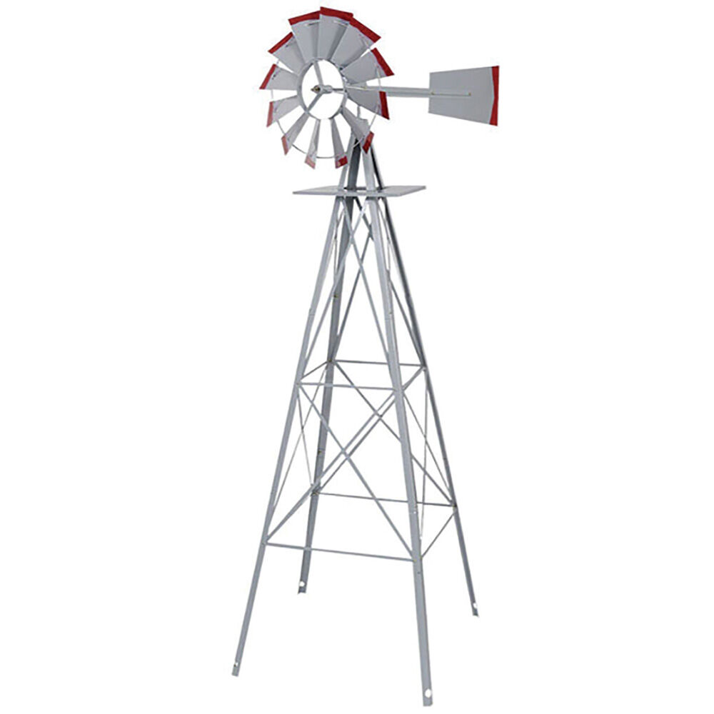 image of 8 ft Windmill, Silver/Red