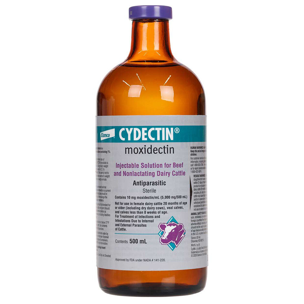 image of Cydectin Injectable Solution for Beef and Nonlactating Dairy Cattle, 500 mL