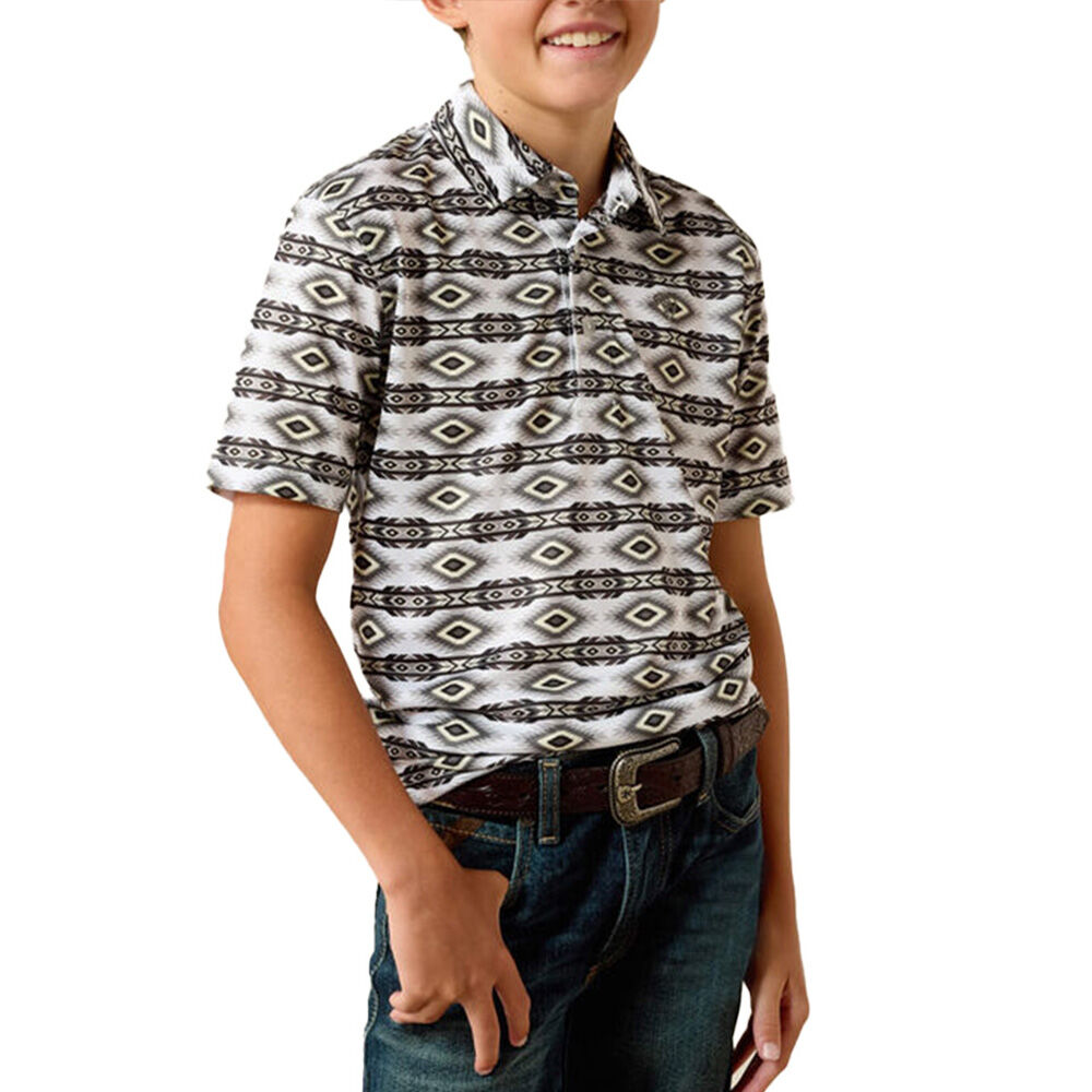 image of Kids' Southwestern Geo Print Short Sleeve TEK Polo