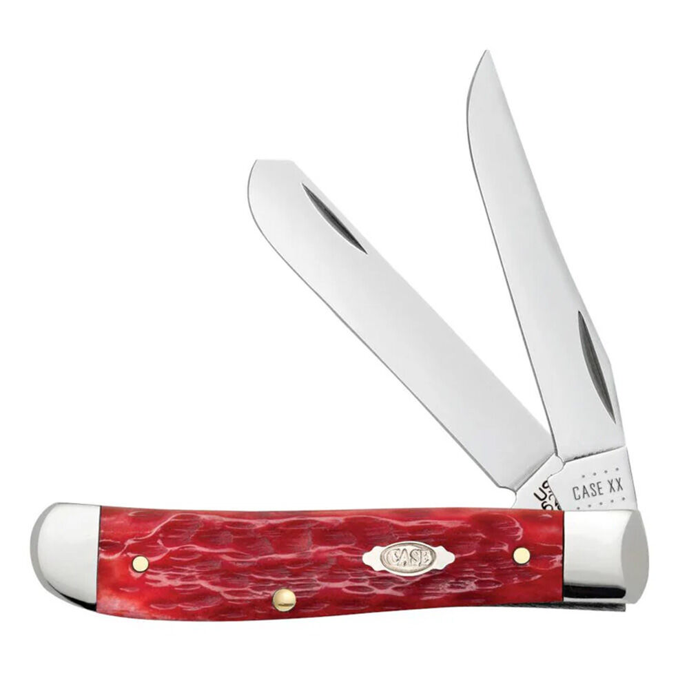 image of Peach Seed Jig Dark Red Bone CS Mini Trapper Pocket Knife