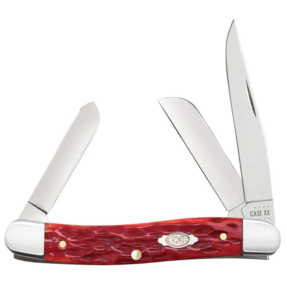 image of Peach Seed Jig Dark Red Bone CS Medium Stockman Pocket Knife
