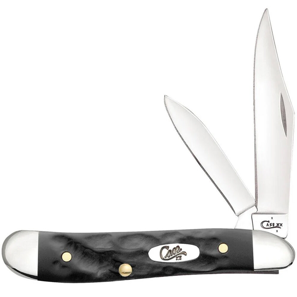 image of Jigged Rough Black Synthetic Peanut Pocket Knife