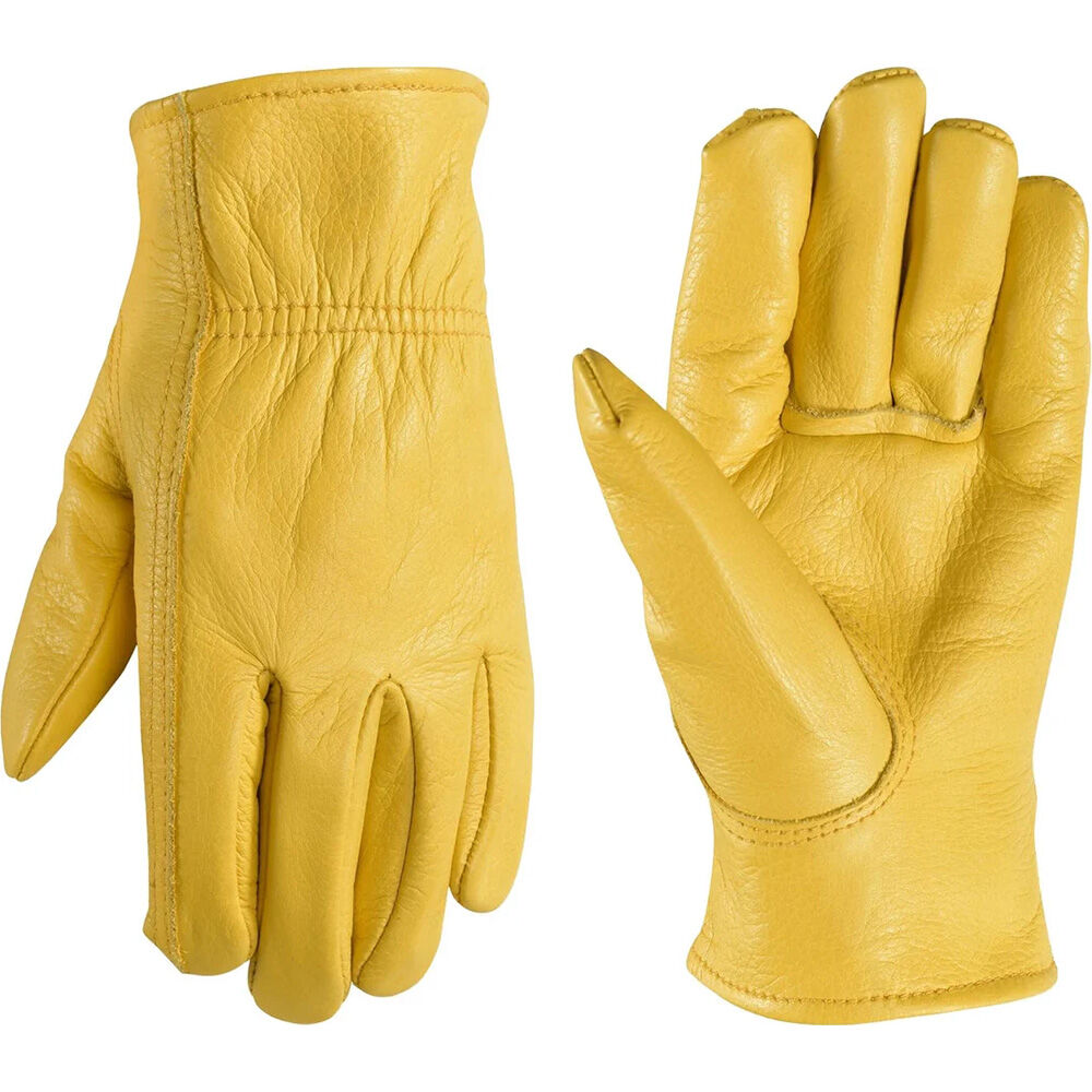 image of Kid's Cowhide Leather Shirred Wrist Gloves, Ages 7-12