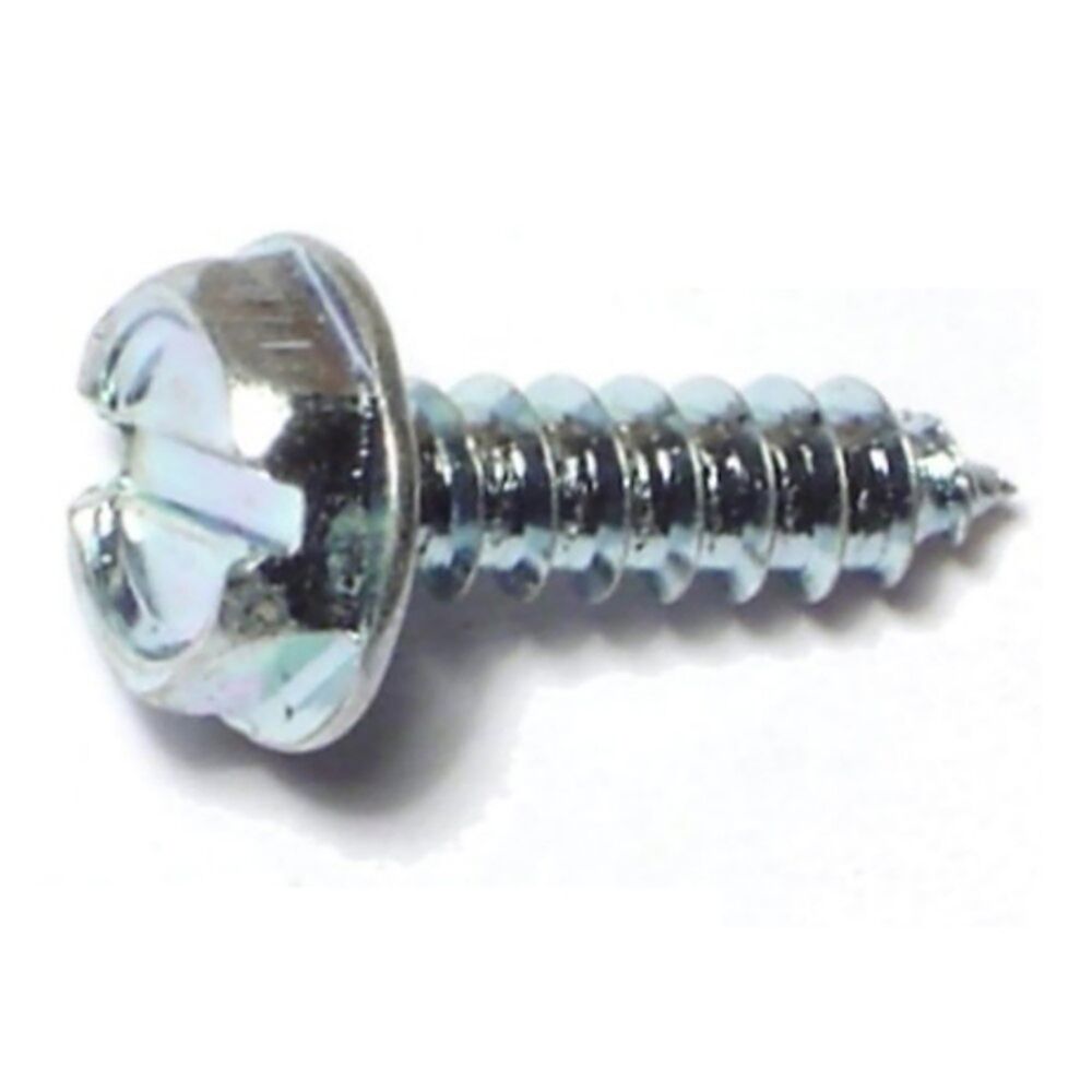 image of Hex Washer Sheet Metal Screws, 6 x 1/2, Zinc, 3-Piece