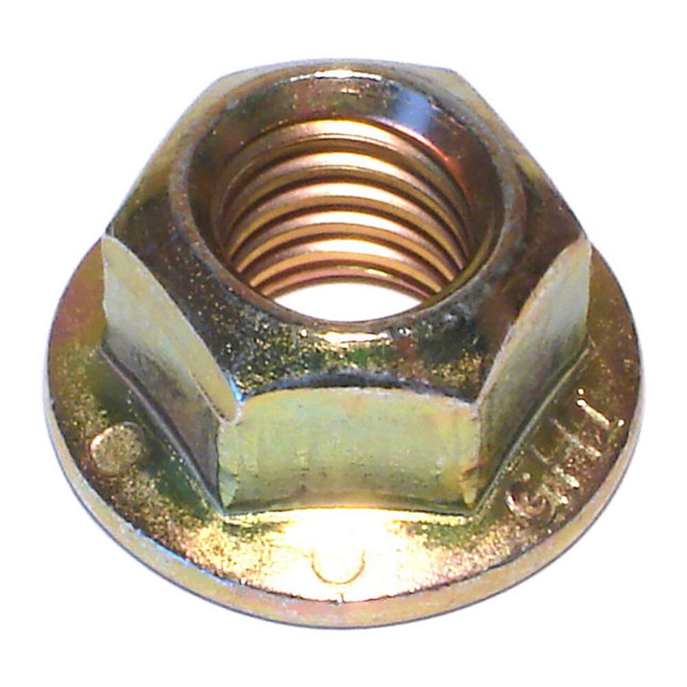 image of Grade 8 Hex Flange Lock Nuts, 1/2-13, Yellow Zinc, 1-Piece