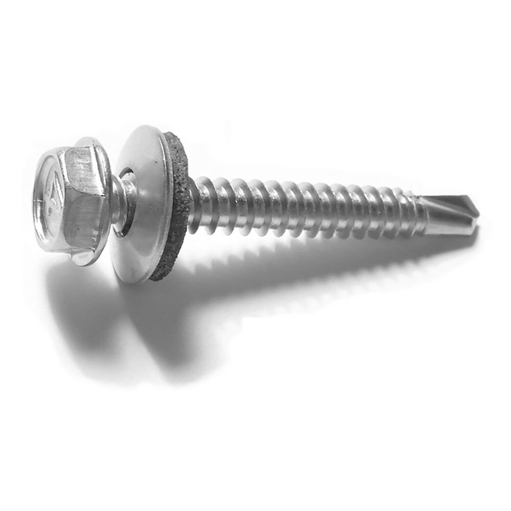 image of #10 x 1-1/2-Inch Stainless Steel Hex Washer Head Self-Drilling Screw - 1 Count