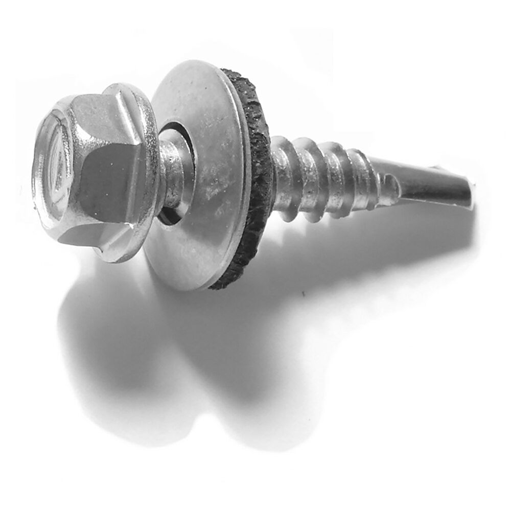 image of #12 x 1-Inch Stainless Steel Hex Washer Head Self-Drilling Screw - 1 Count