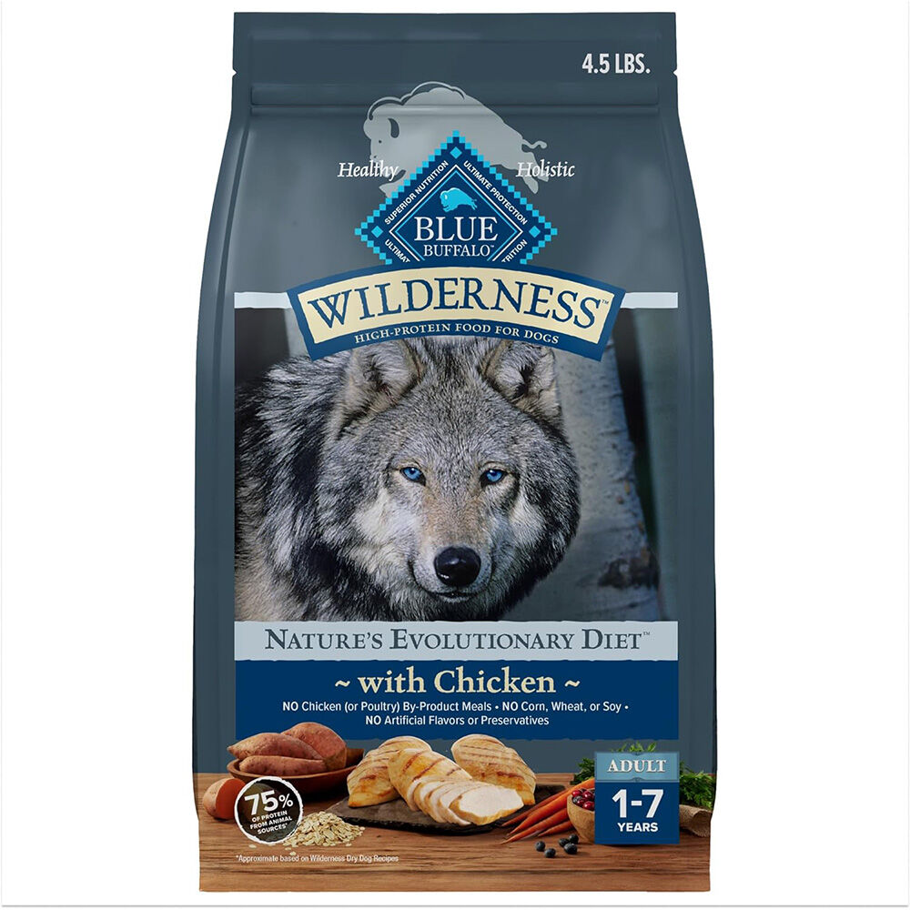 image of BLUE Wilderness Adult Dog Dry Food Chicken Recipe, 4.5 lbs
