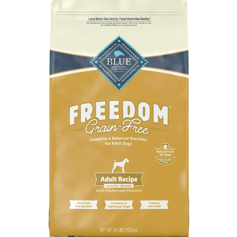 image of BLUE Freedom Adult Dog Dry Food Healthy Weight Chicken Recipe, 24 lbs