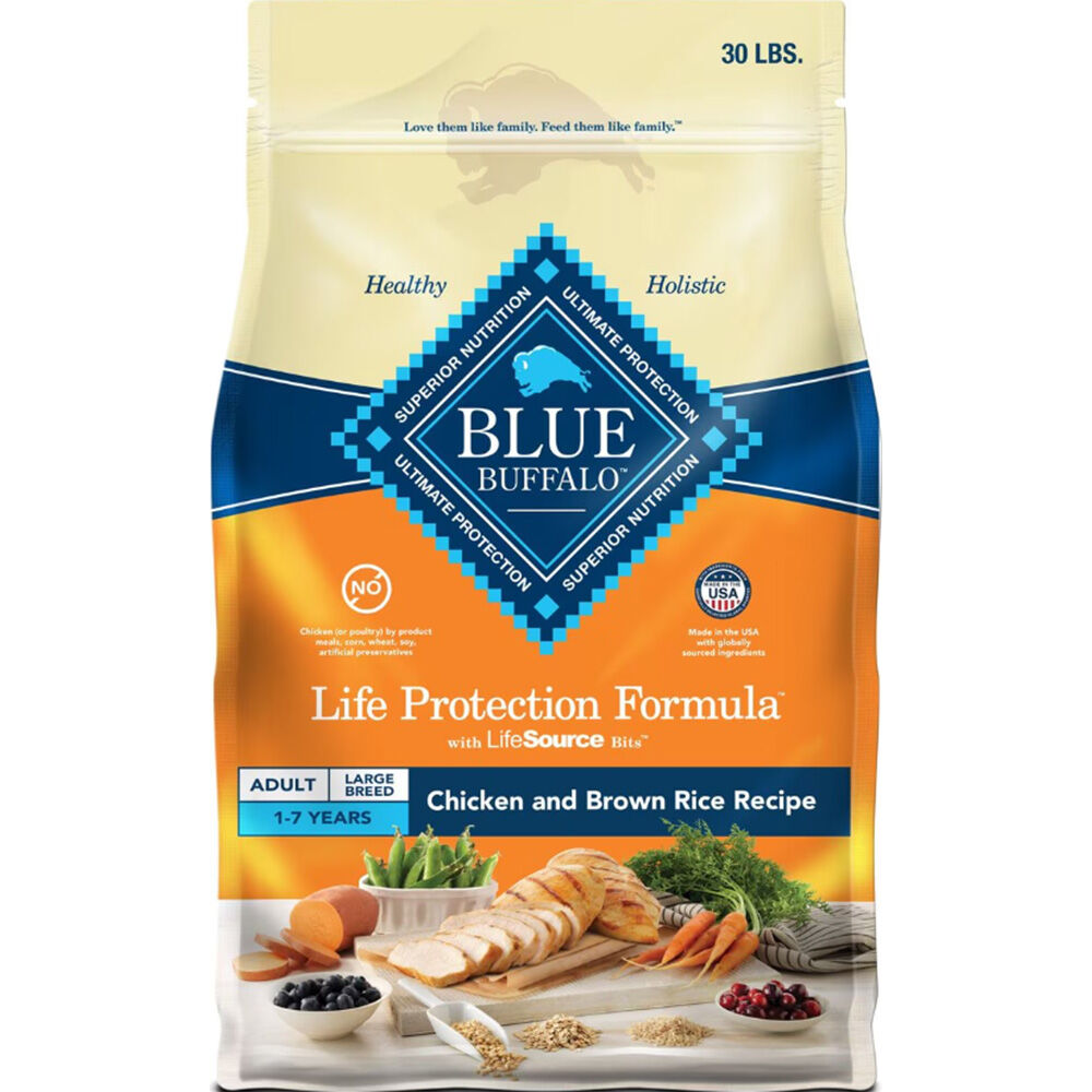image of BLUE Life Protection Formula Large Breed Adult Dog Chicken and Brown Rice, 30 lbs