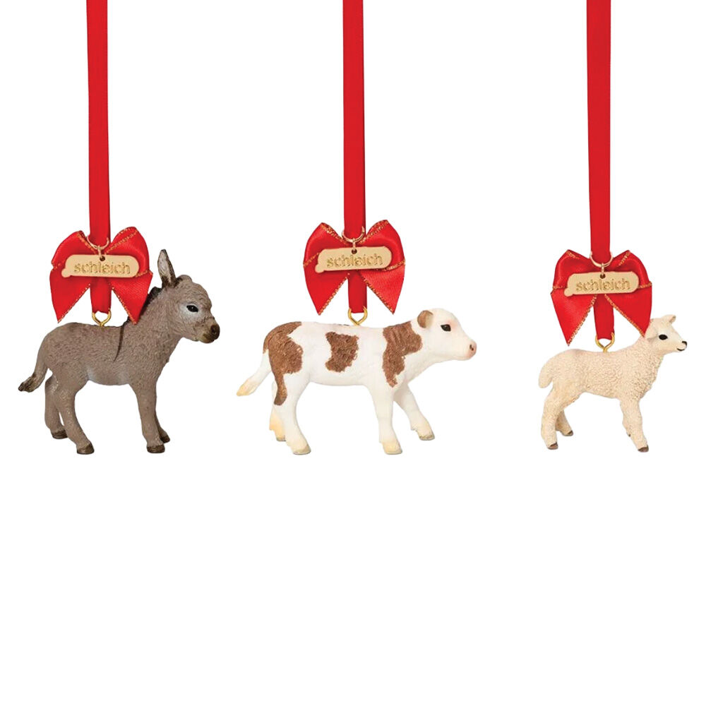 image of Festive Farm Friends Christmas Ornament Bundle, 3 pc